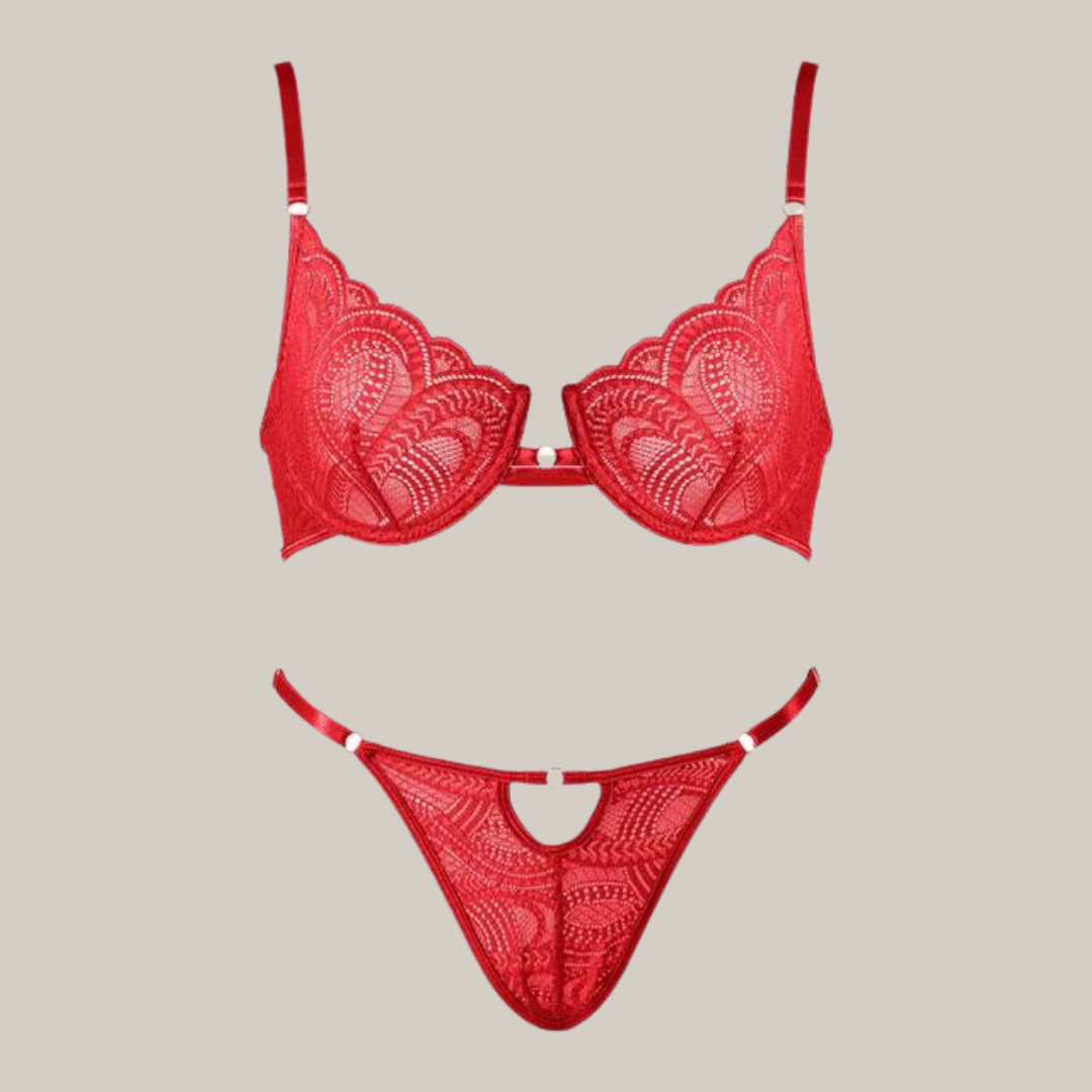 Pretty In Lace Lingerie Set (Red)