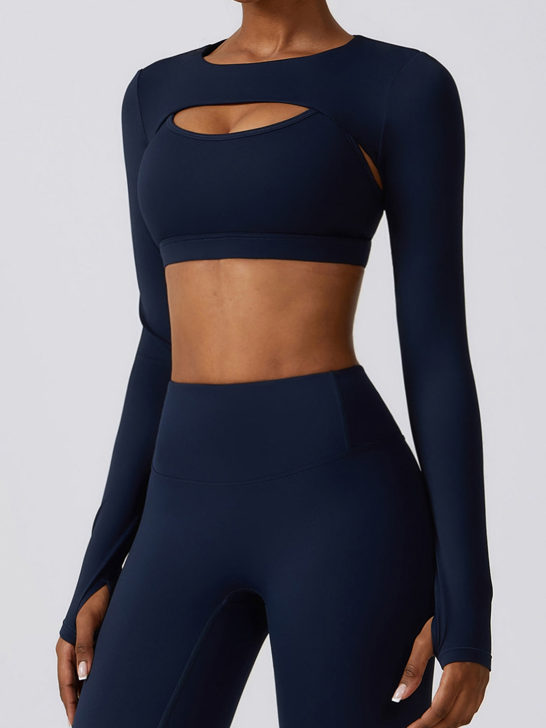 Cropped Cutout Long Sleeve Sports Top Shapelust