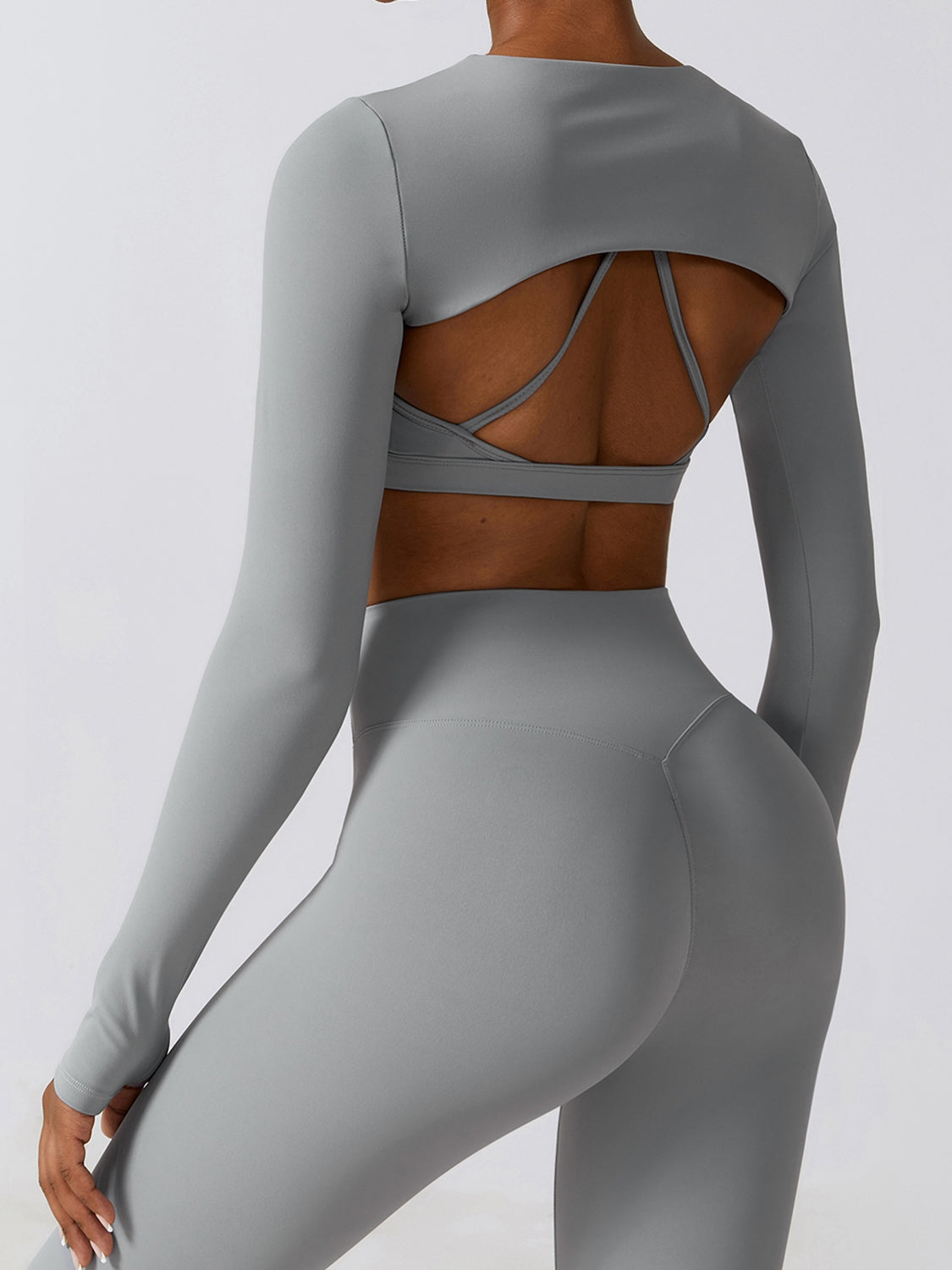 Cropped Cutout Long Sleeve Sports Top Shapelust