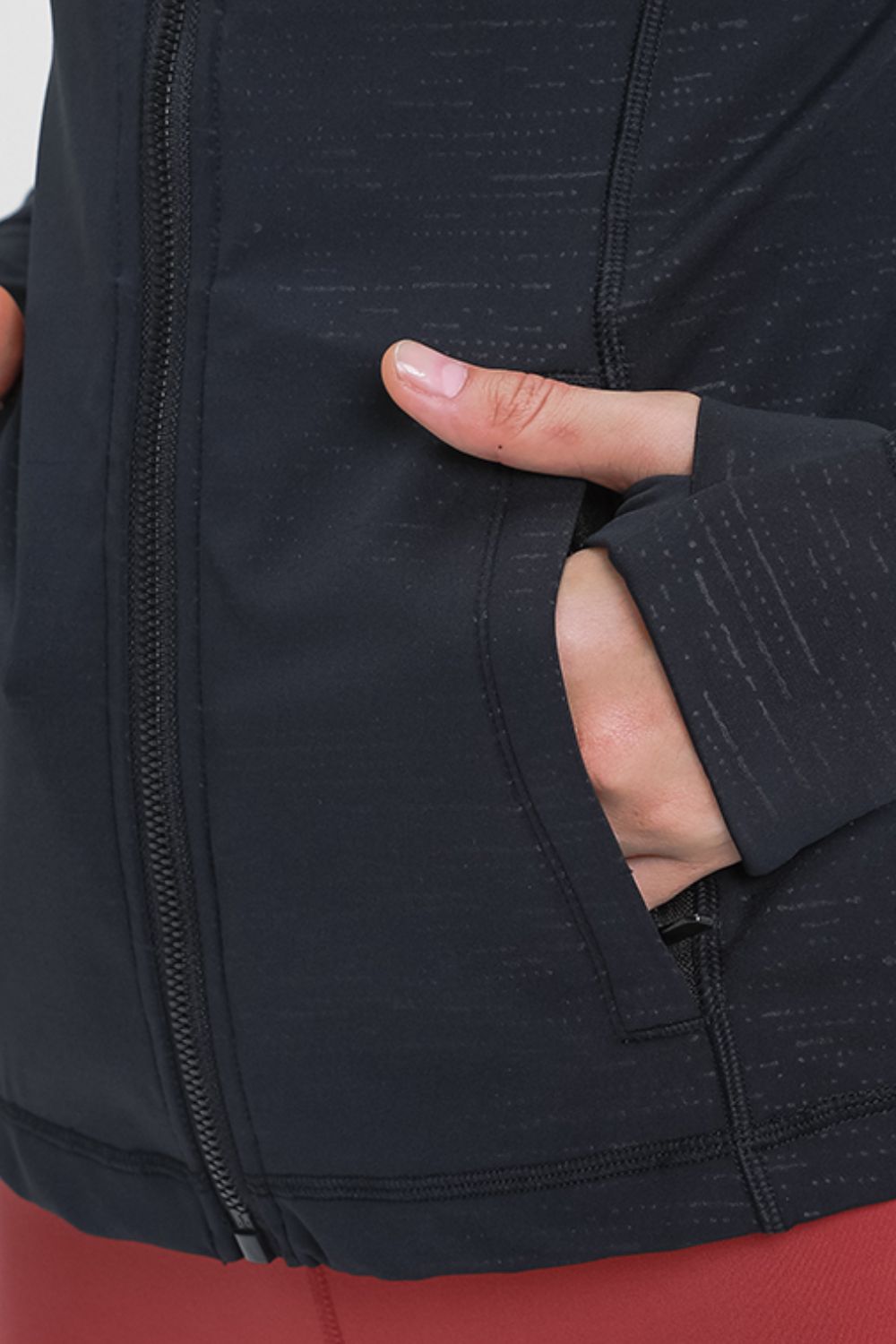 Drawstring Detail Zip Up Sports Jacket with Pockets Shapelust