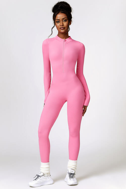 Half Zip Long Sleeve Active Jumpsuit Shapelust