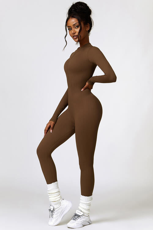 Half Zip Long Sleeve Active Jumpsuit Shapelust