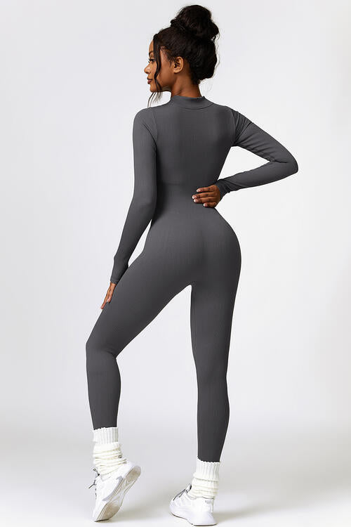 Half Zip Long Sleeve Active Jumpsuit Shapelust