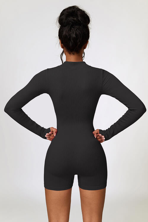 Half Zip Long Sleeve Active Romper Shapelust