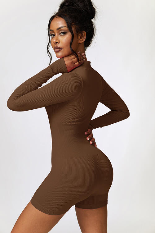 Half Zip Long Sleeve Active Romper Shapelust
