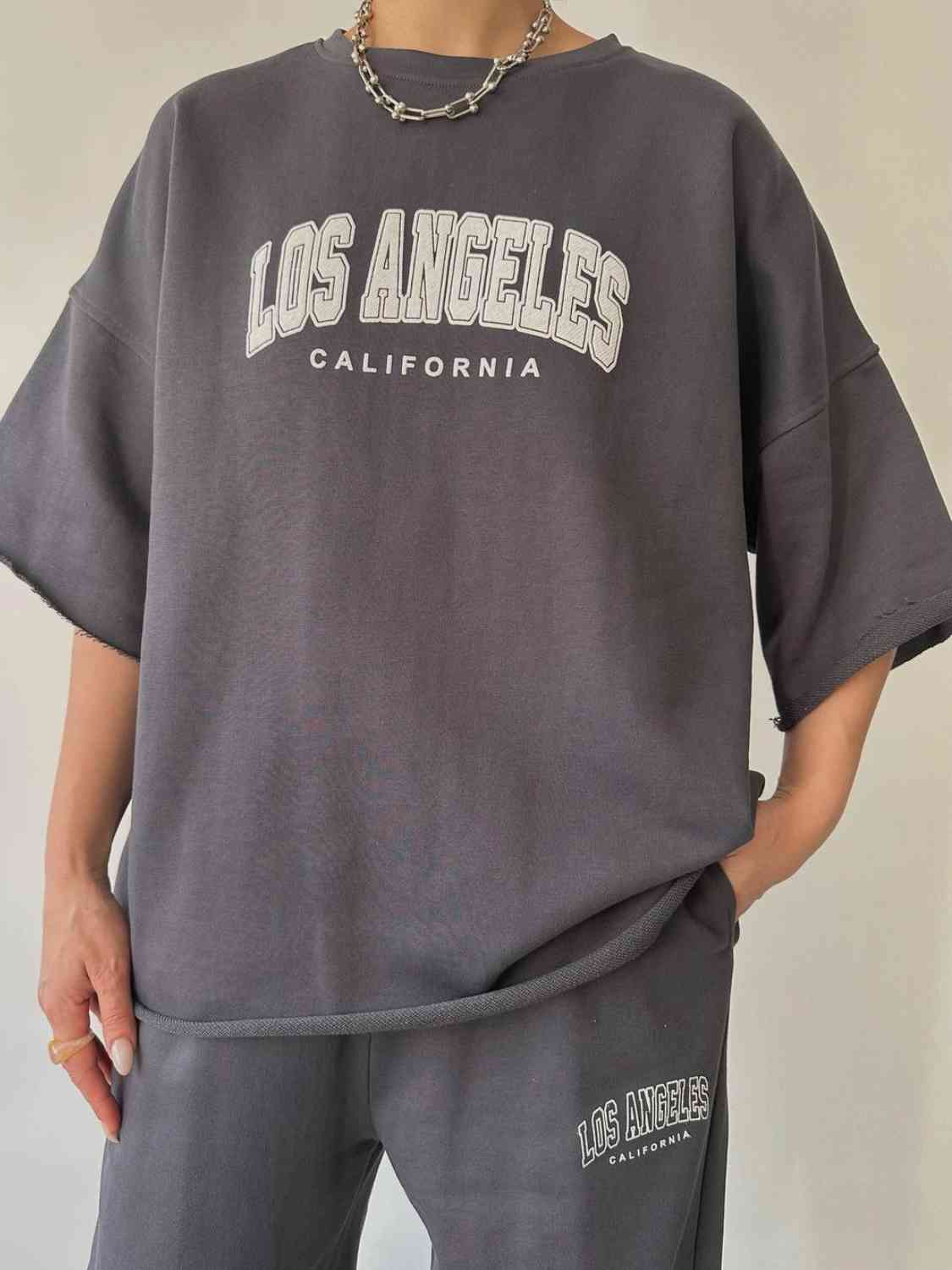 LOS ANGELES CALIFORNIA Graphic Sweatshirt and Sweatpants Set Shapelust