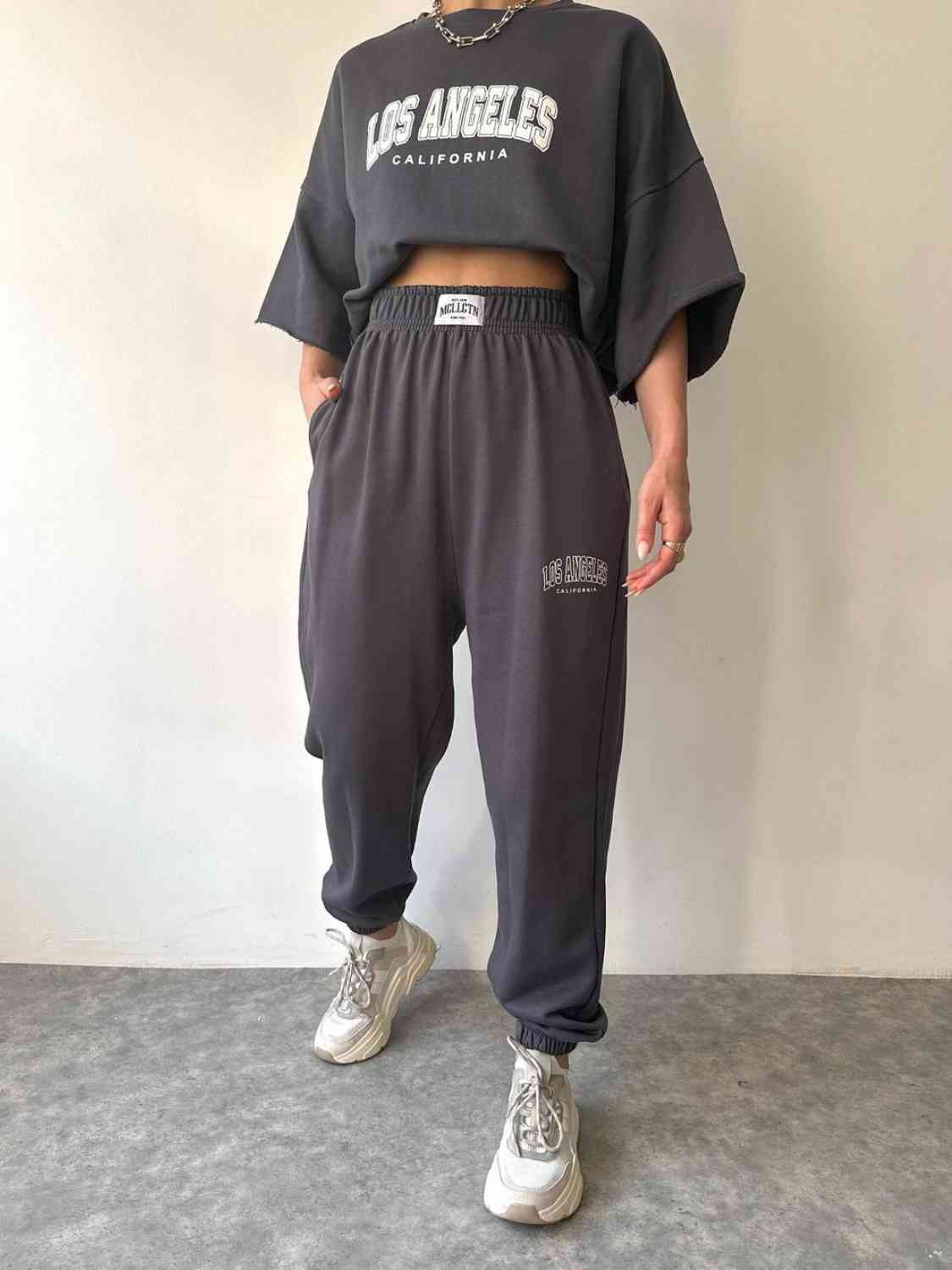 LOS ANGELES CALIFORNIA Graphic Sweatshirt and Sweatpants Set Shapelust