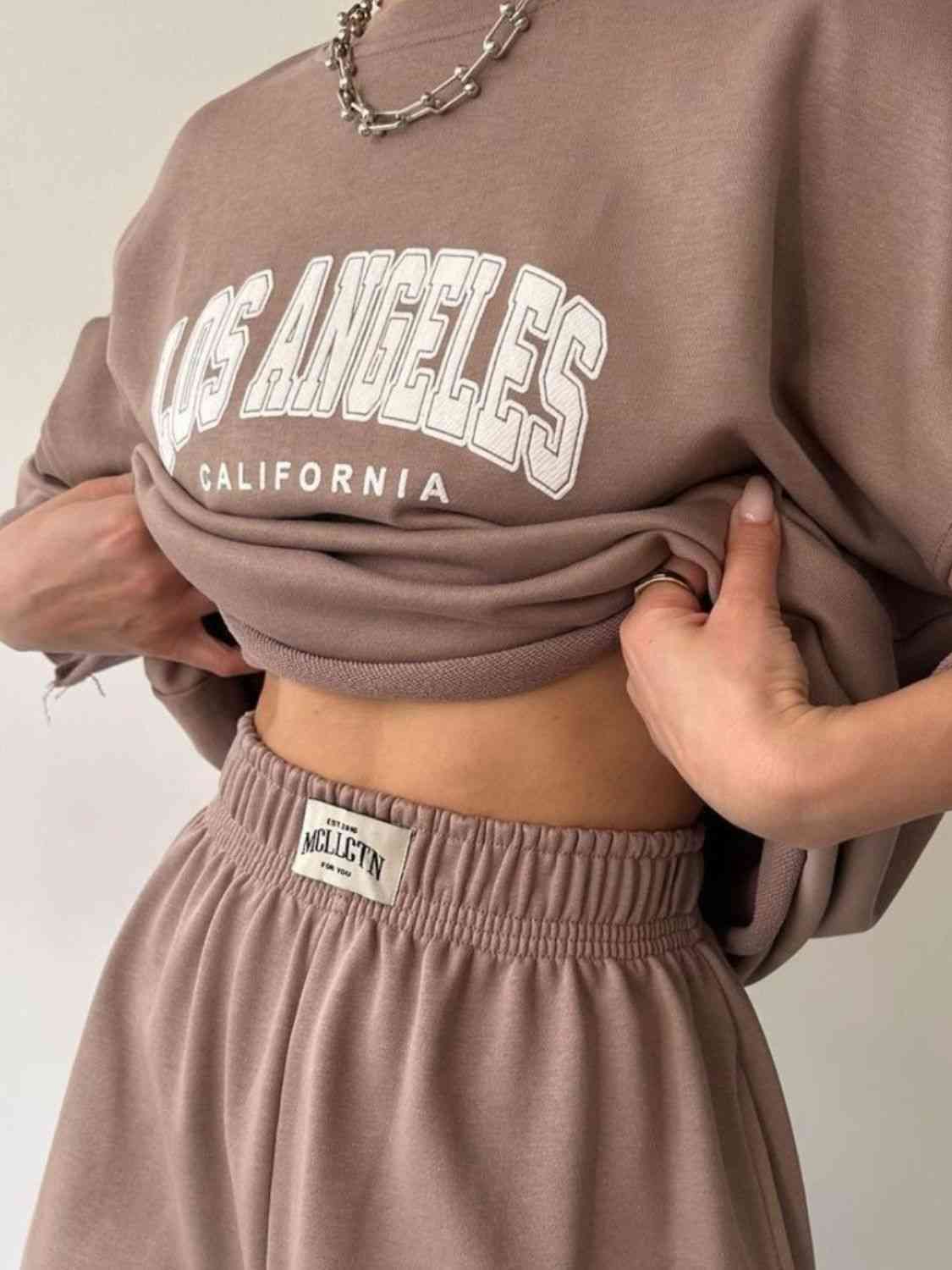 LOS ANGELES CALIFORNIA Graphic Sweatshirt and Sweatpants Set Shapelust