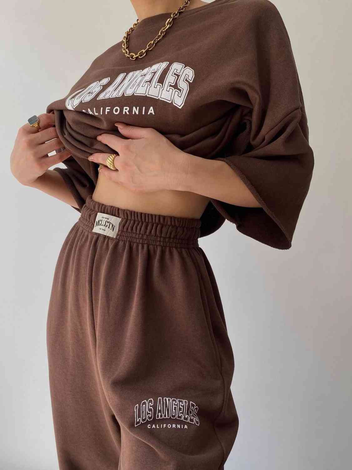 LOS ANGELES CALIFORNIA Graphic Sweatshirt and Sweatpants Set Shapelust