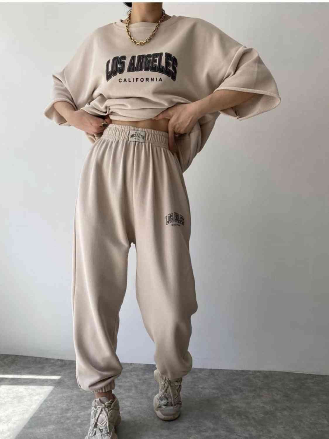 LOS ANGELES CALIFORNIA Graphic Sweatshirt and Sweatpants Set Shapelust