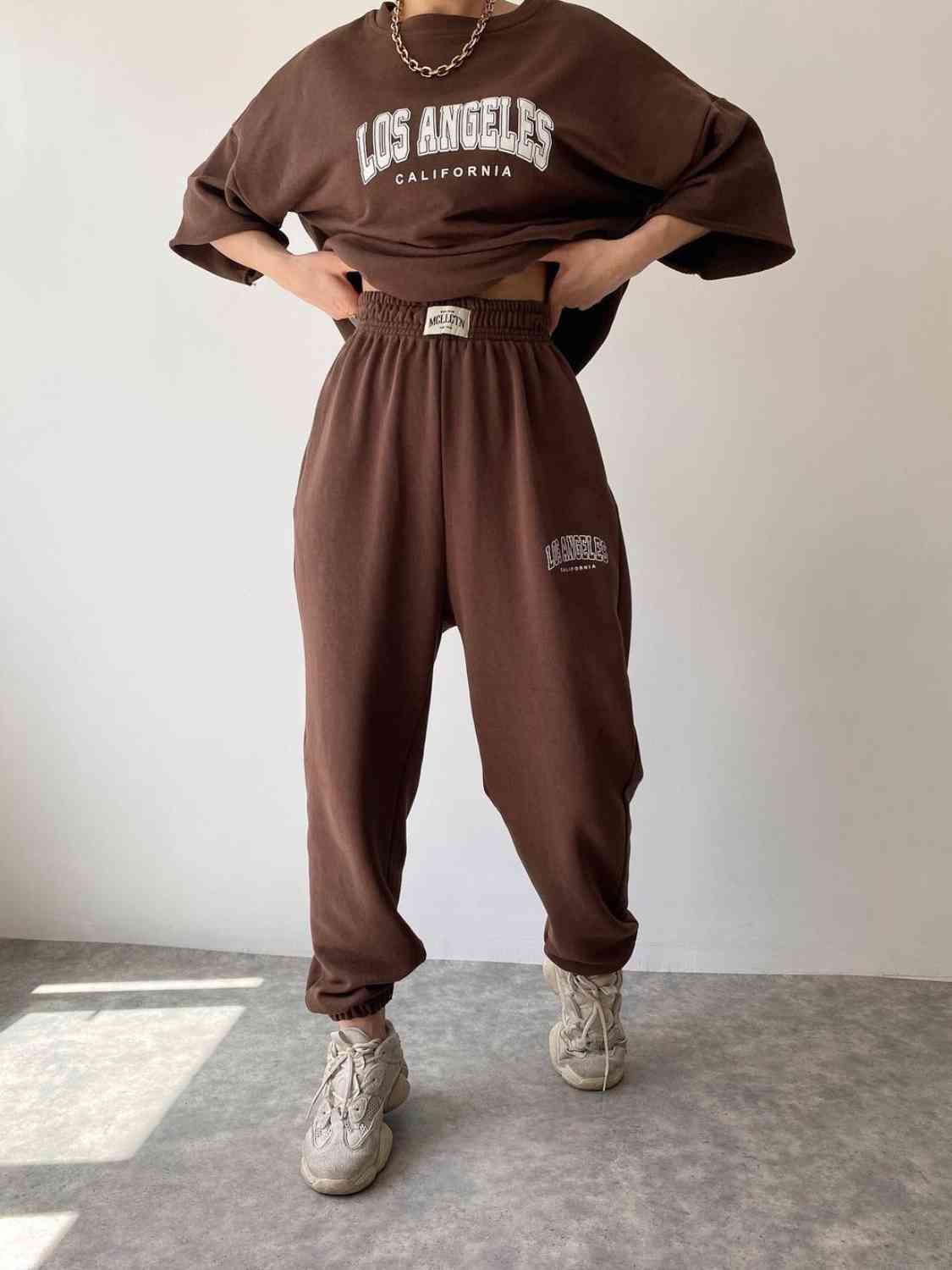 LOS ANGELES CALIFORNIA Graphic Sweatshirt and Sweatpants Set Shapelust