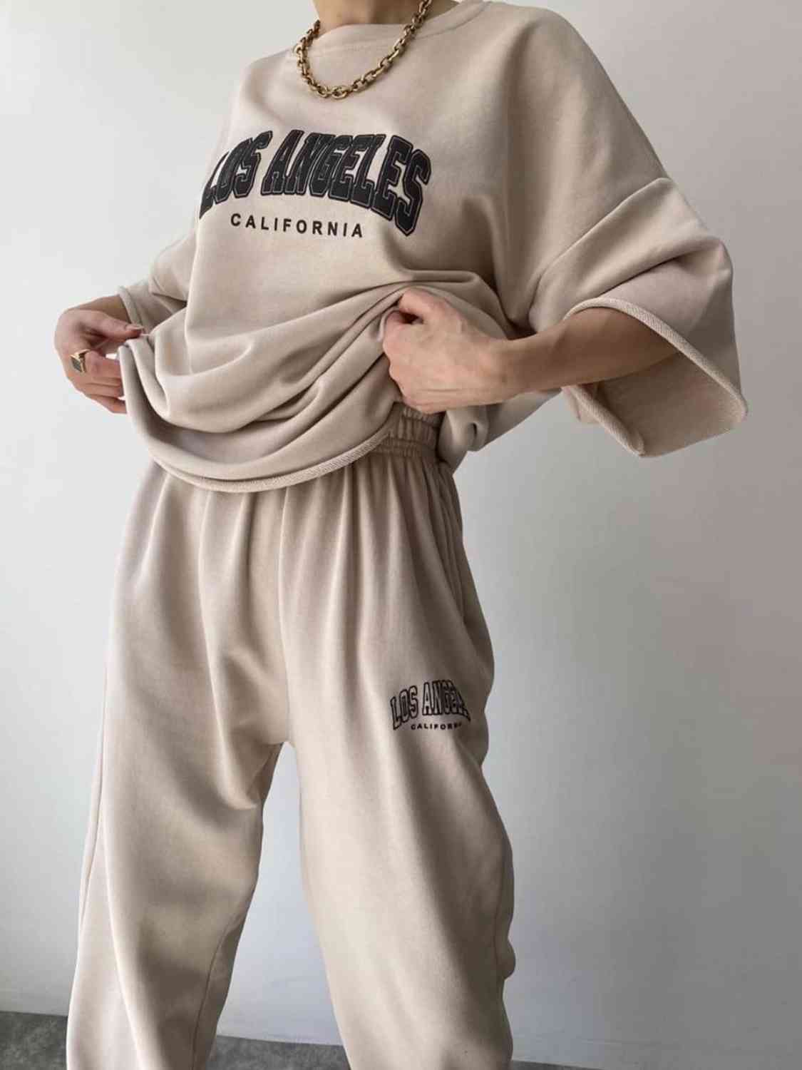 LOS ANGELES CALIFORNIA Graphic Sweatshirt and Sweatpants Set Shapelust