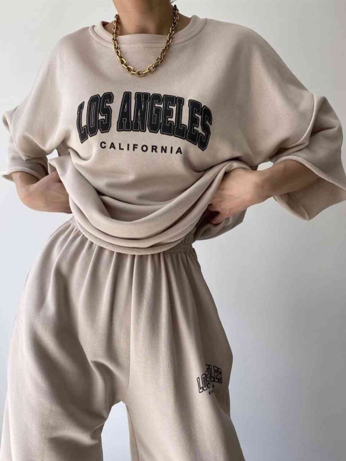 LOS ANGELES CALIFORNIA Graphic Sweatshirt and Sweatpants Set Shapelust