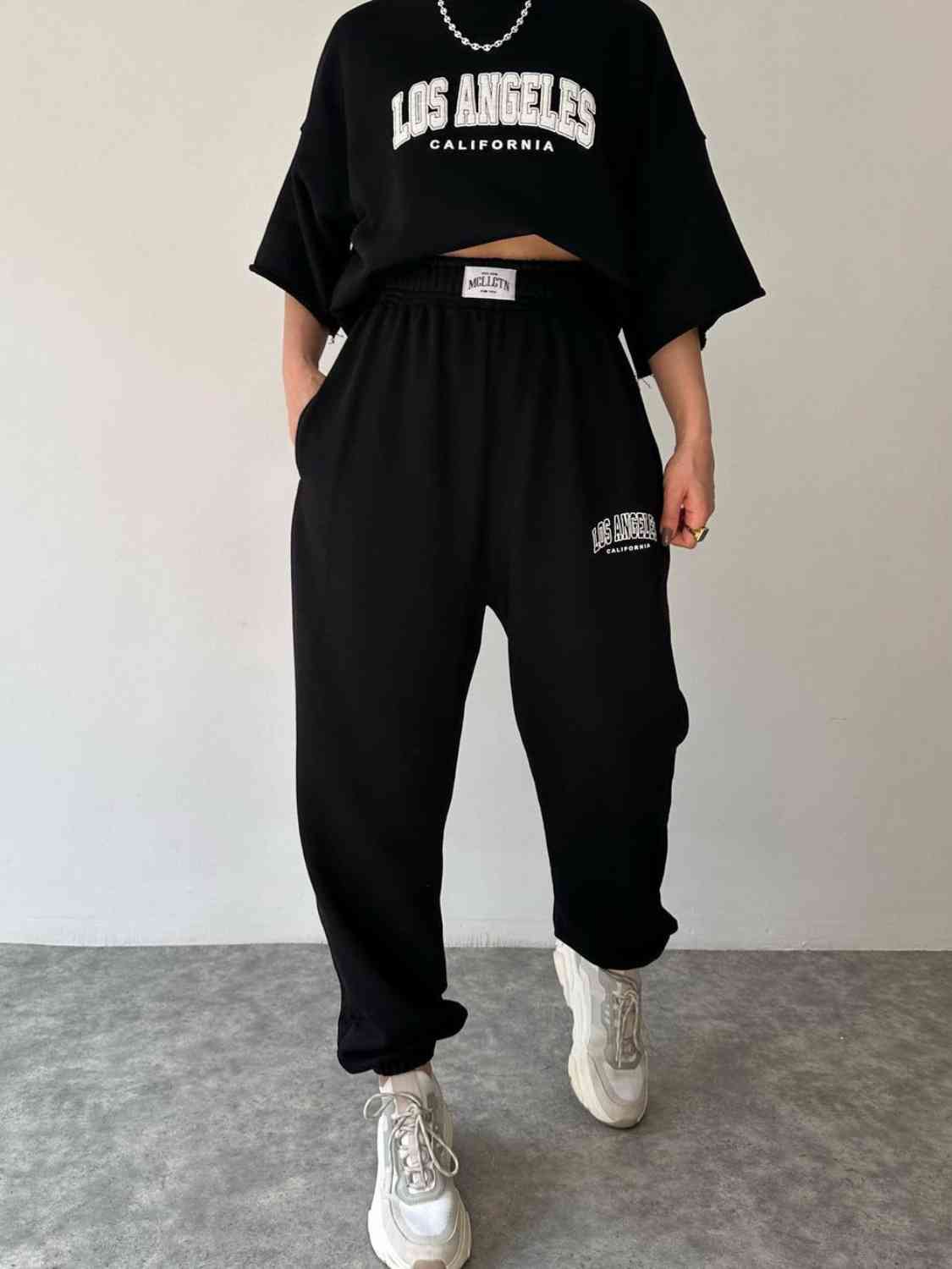 LOS ANGELES CALIFORNIA Graphic Sweatshirt and Sweatpants Set Shapelust