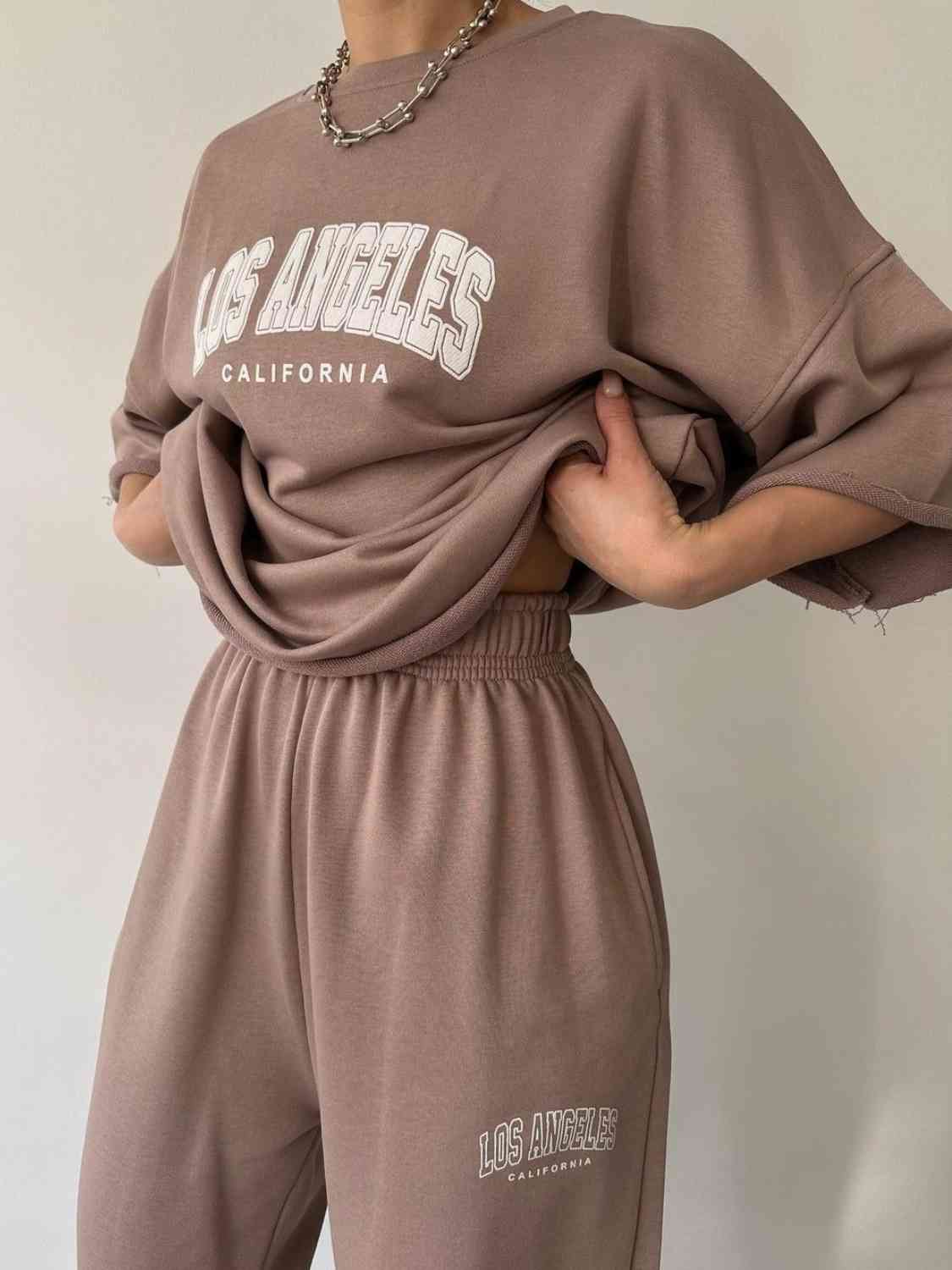LOS ANGELES CALIFORNIA Graphic Sweatshirt and Sweatpants Set Shapelust