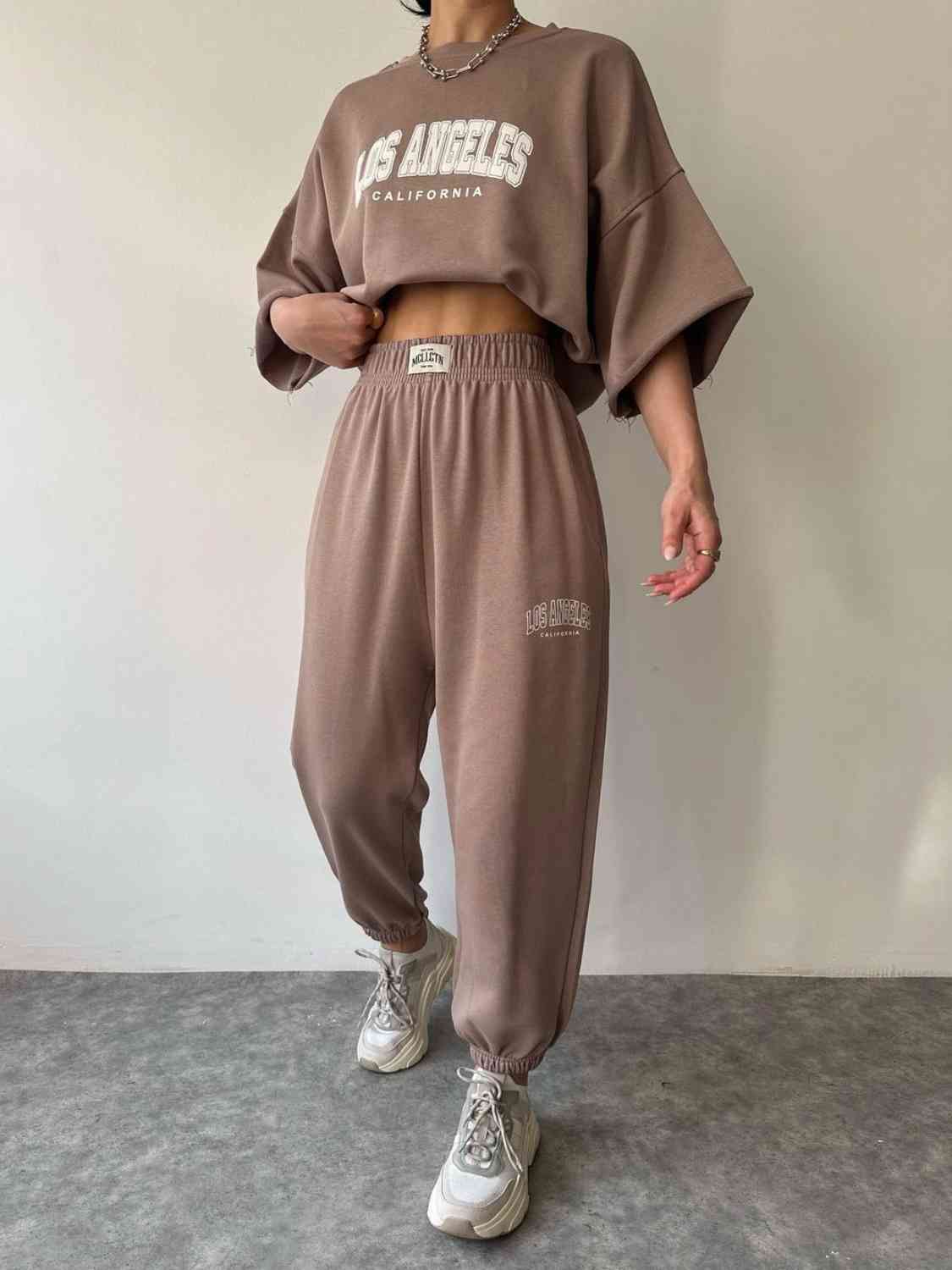 LOS ANGELES CALIFORNIA Graphic Sweatshirt and Sweatpants Set Shapelust