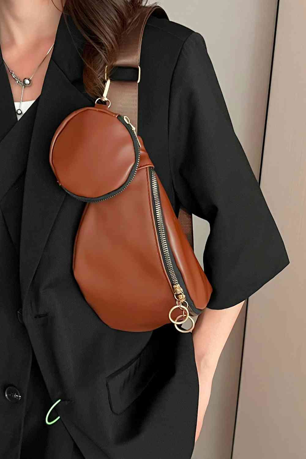 PU Leather Sling Bag with Small Purse Shapelust
