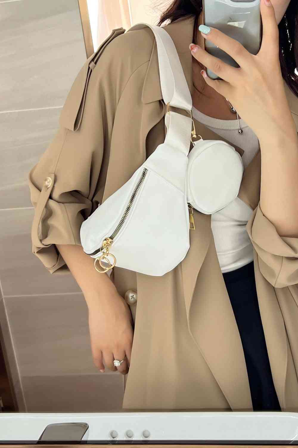 PU Leather Sling Bag with Small Purse Shapelust