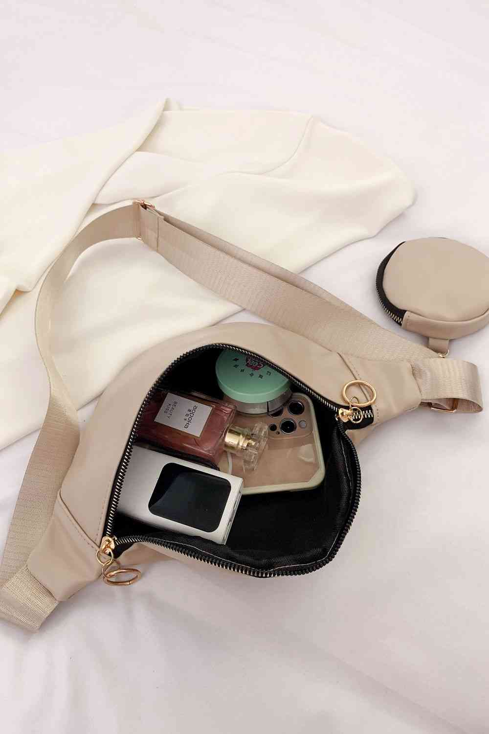PU Leather Sling Bag with Small Purse Shapelust
