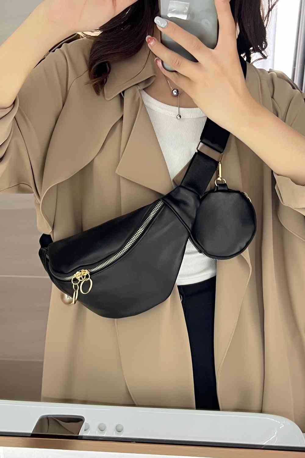 PU Leather Sling Bag with Small Purse Shapelust