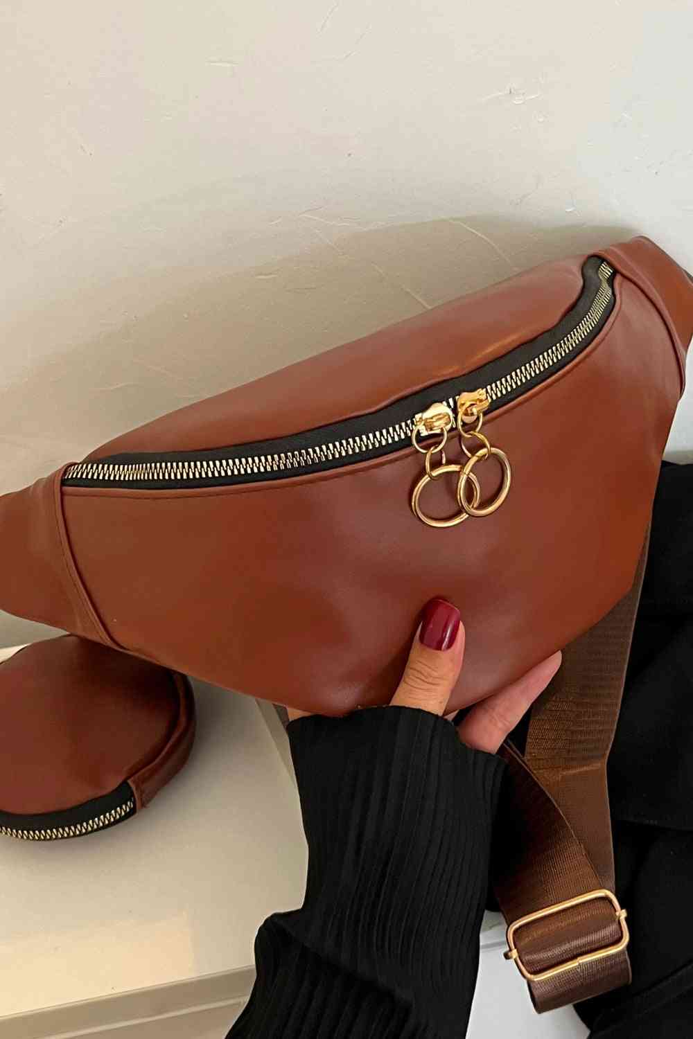 PU Leather Sling Bag with Small Purse Shapelust