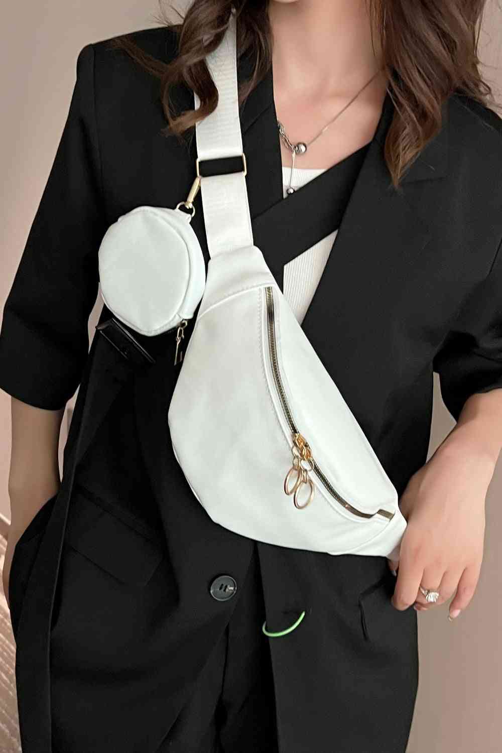 PU Leather Sling Bag with Small Purse Shapelust