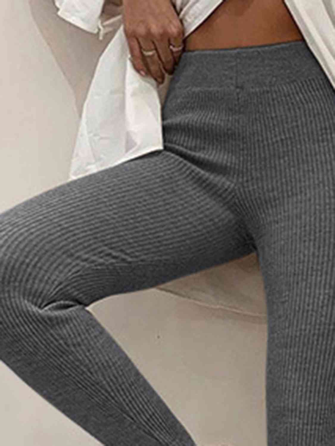 Ribbed Mid Waist Leggings Shapelust