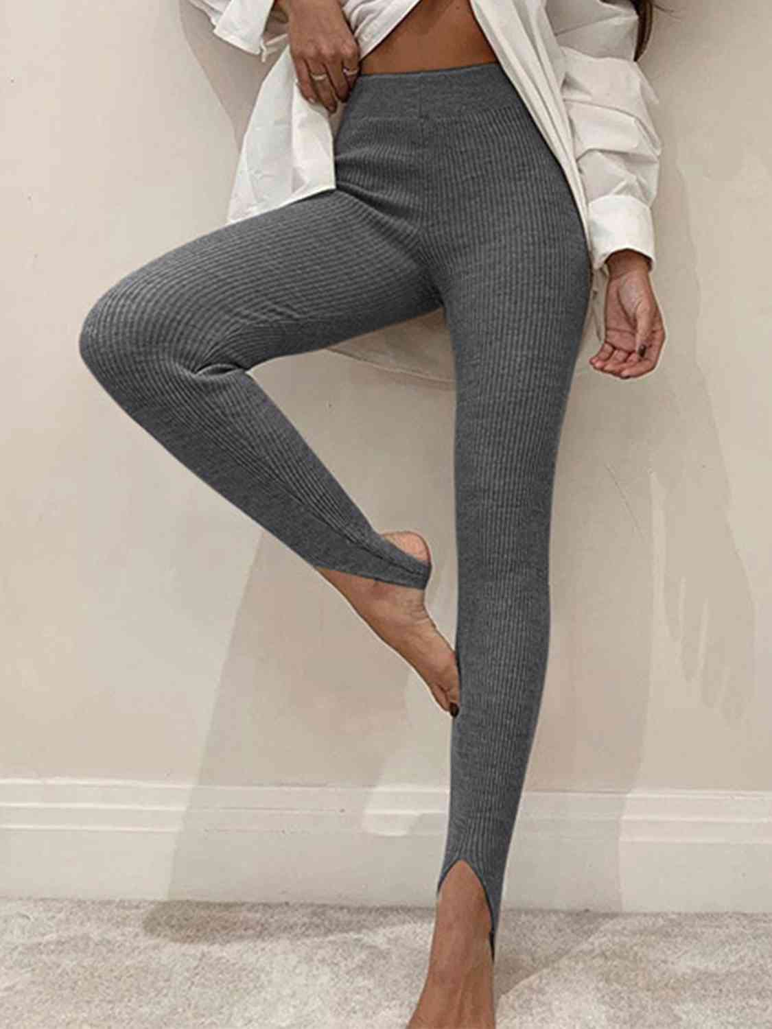 Ribbed Mid Waist Leggings Shapelust