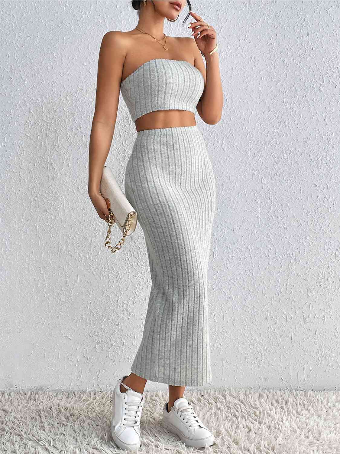 Ribbed Tube Top & Midi Skirt Set Shapelust