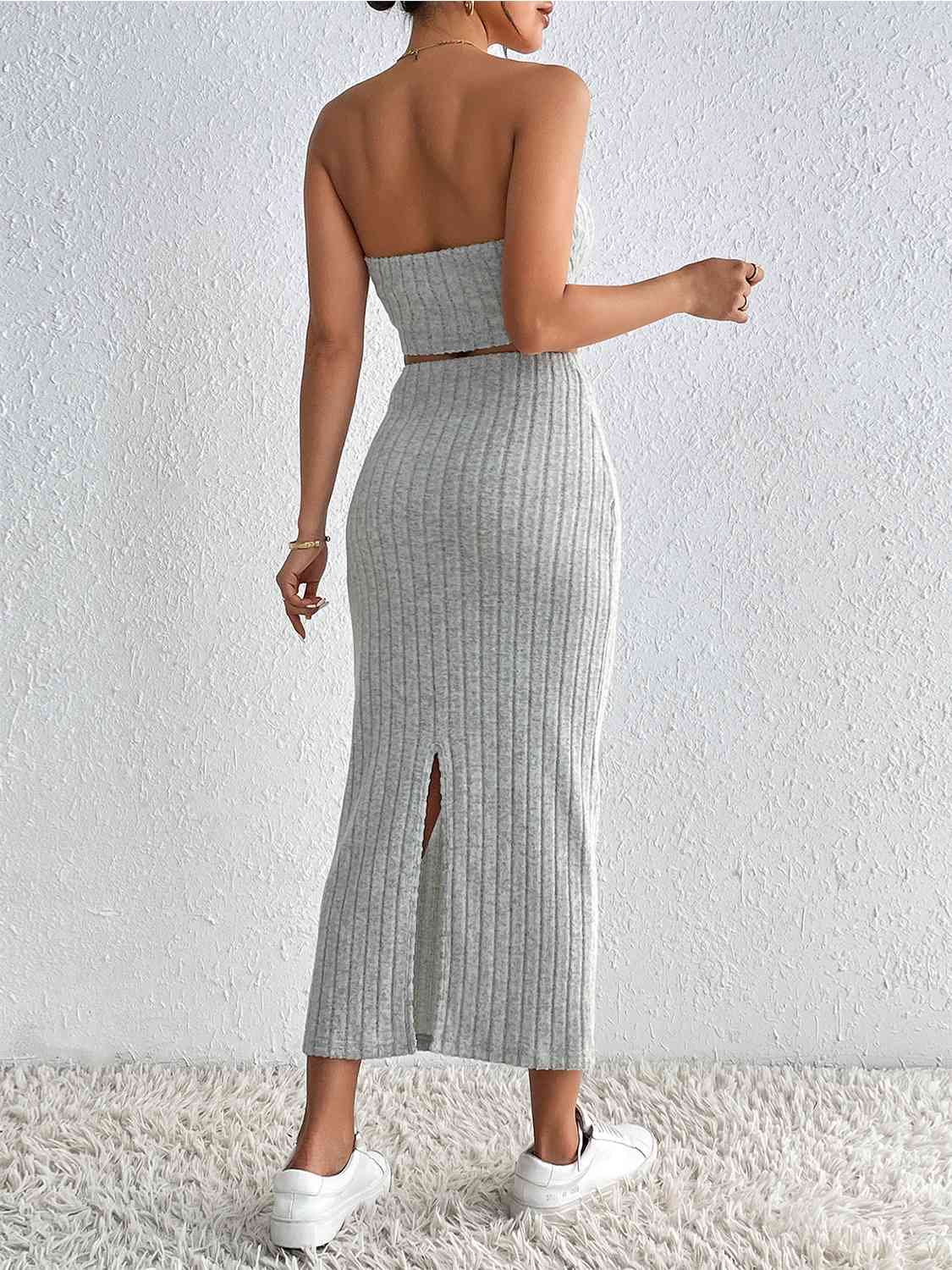Ribbed Tube Top & Midi Skirt Set Shapelust