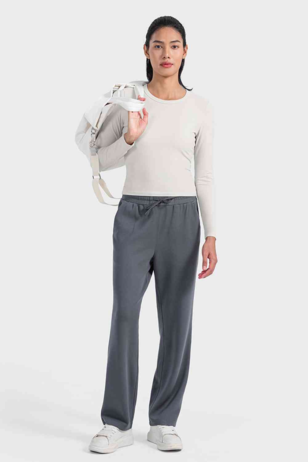 Round Neck Long Sleeve Sports Top Shapelust