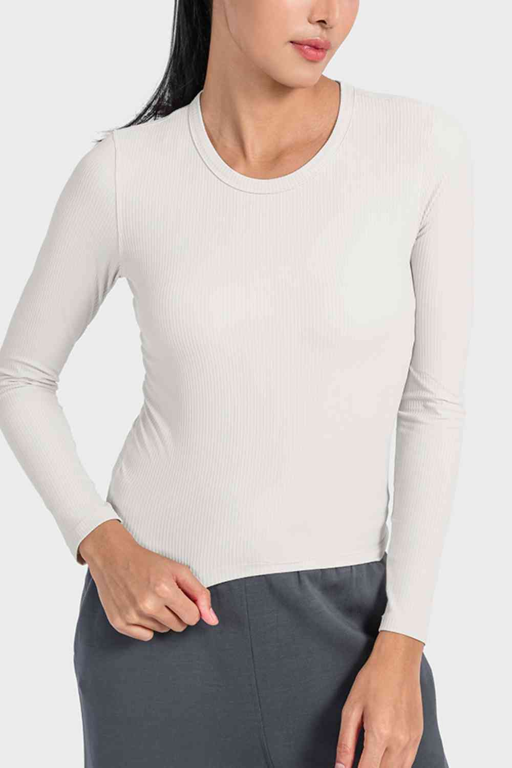 Round Neck Long Sleeve Sports Top Shapelust