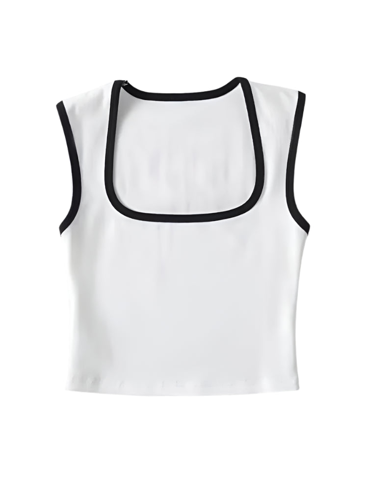 Sculpted Muse Crop – Y2K Square Neck Sleeveless Tank