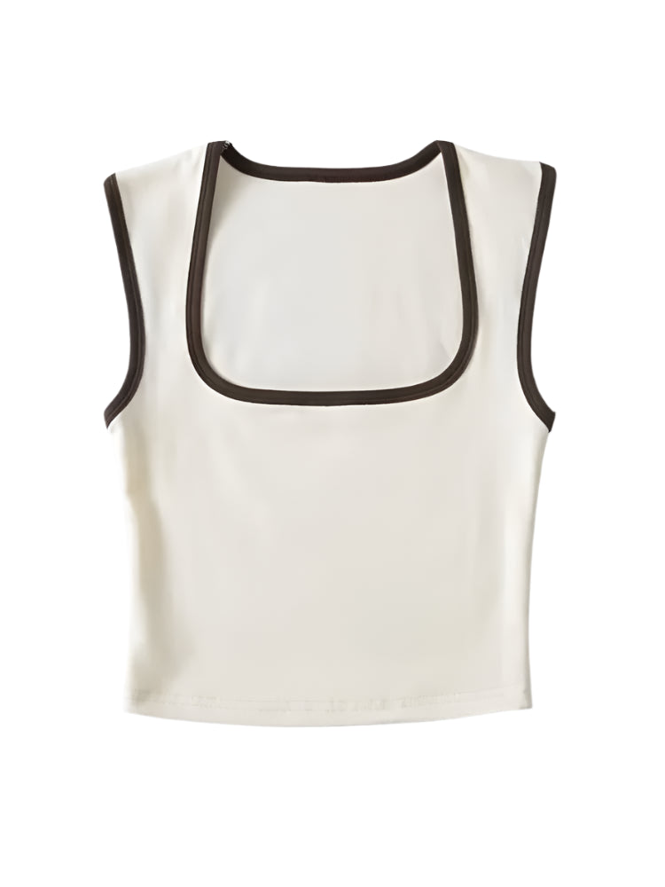 Sculpted Muse Crop – Y2K Square Neck Sleeveless Tank