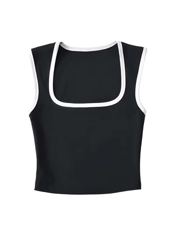 Sculpted Muse Crop – Y2K Square Neck Sleeveless Tank