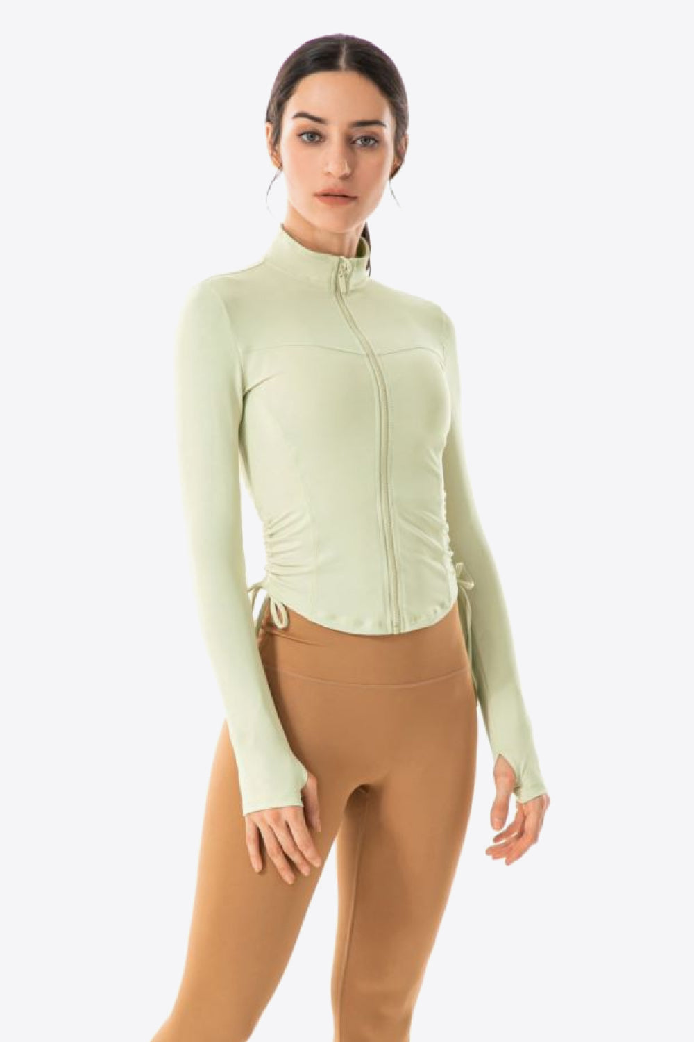 Side Drawstring Zip-Up Sports Jacket Shapelust