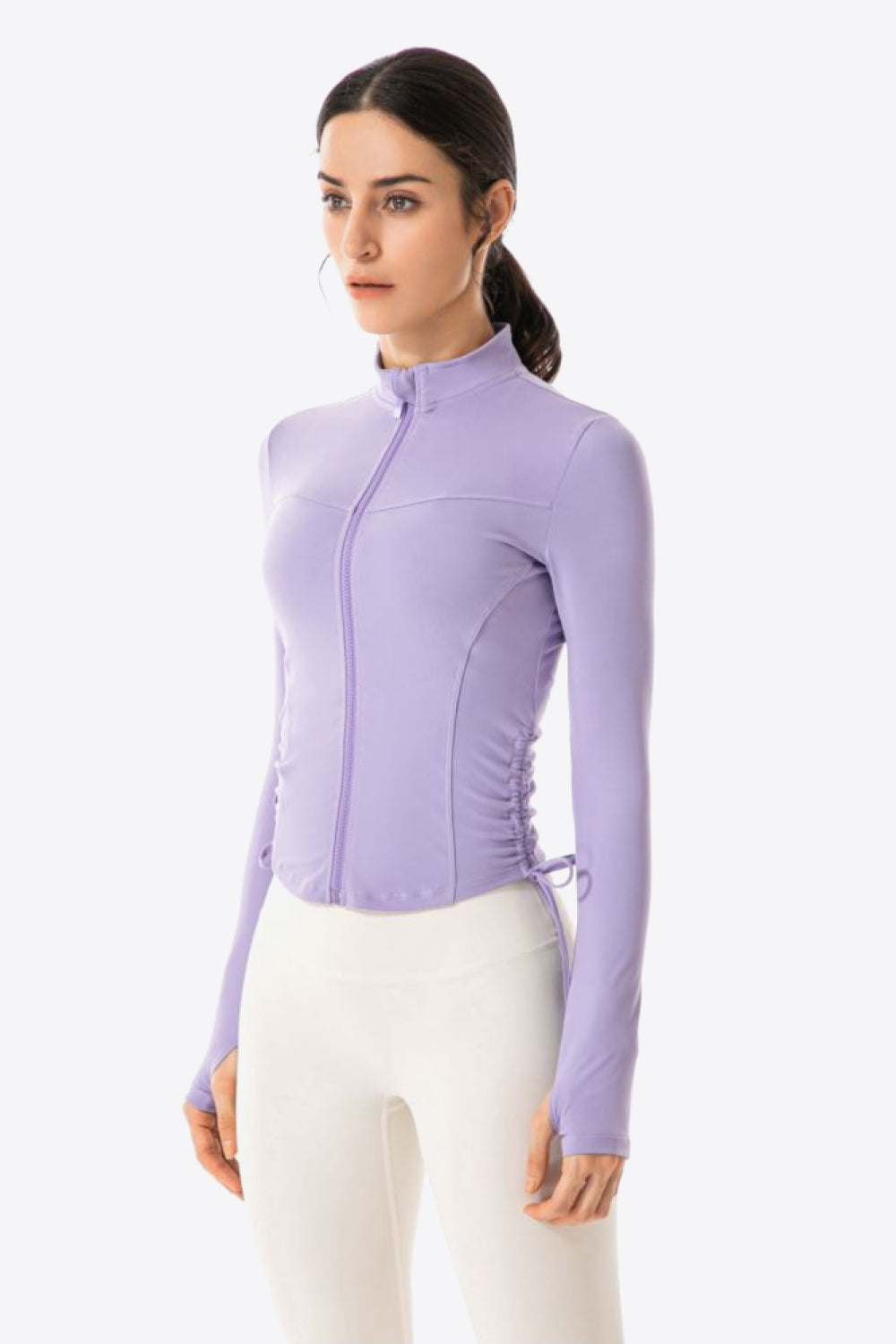 Side Drawstring Zip-Up Sports Jacket Shapelust