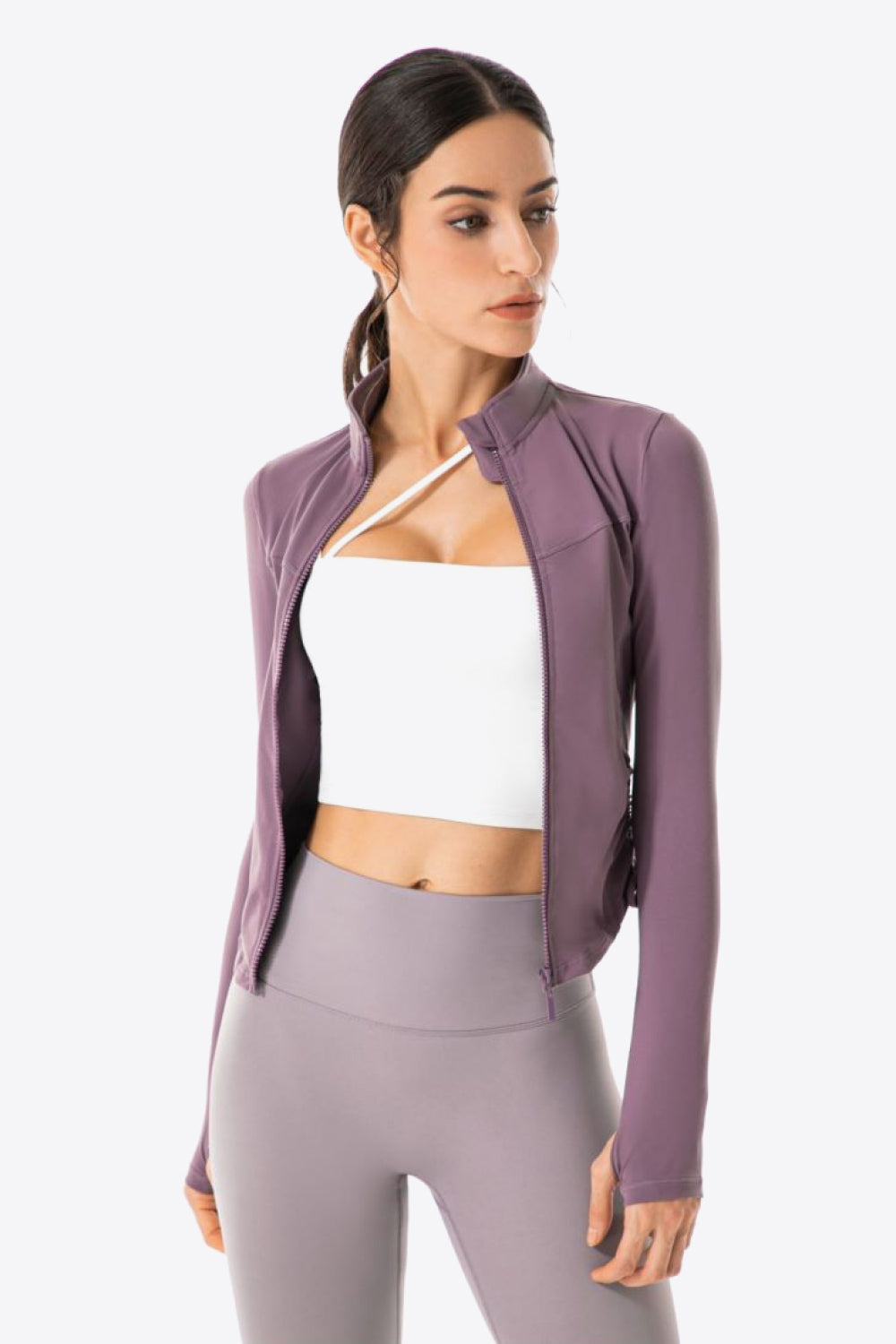 Side Drawstring Zip-Up Sports Jacket Shapelust