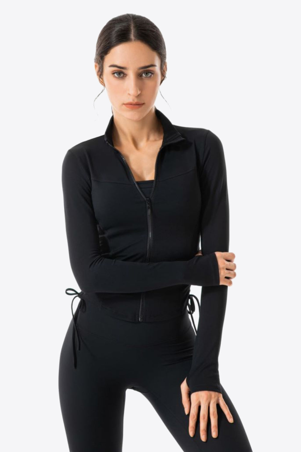 Side Drawstring Zip-Up Sports Jacket Shapelust