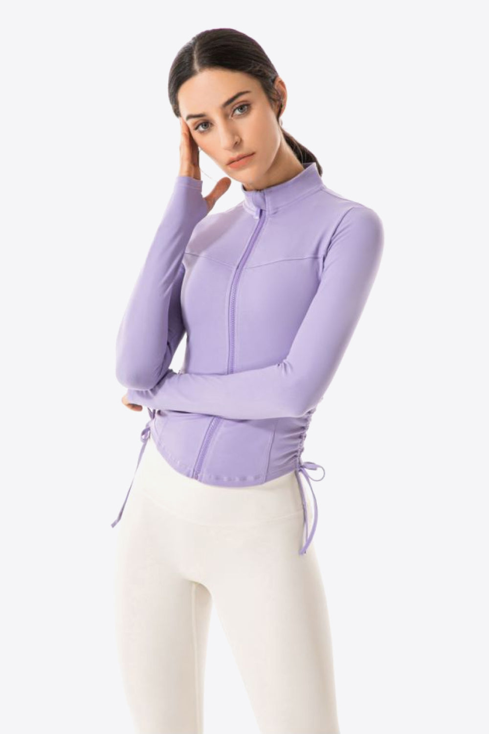 Side Drawstring Zip-Up Sports Jacket Shapelust