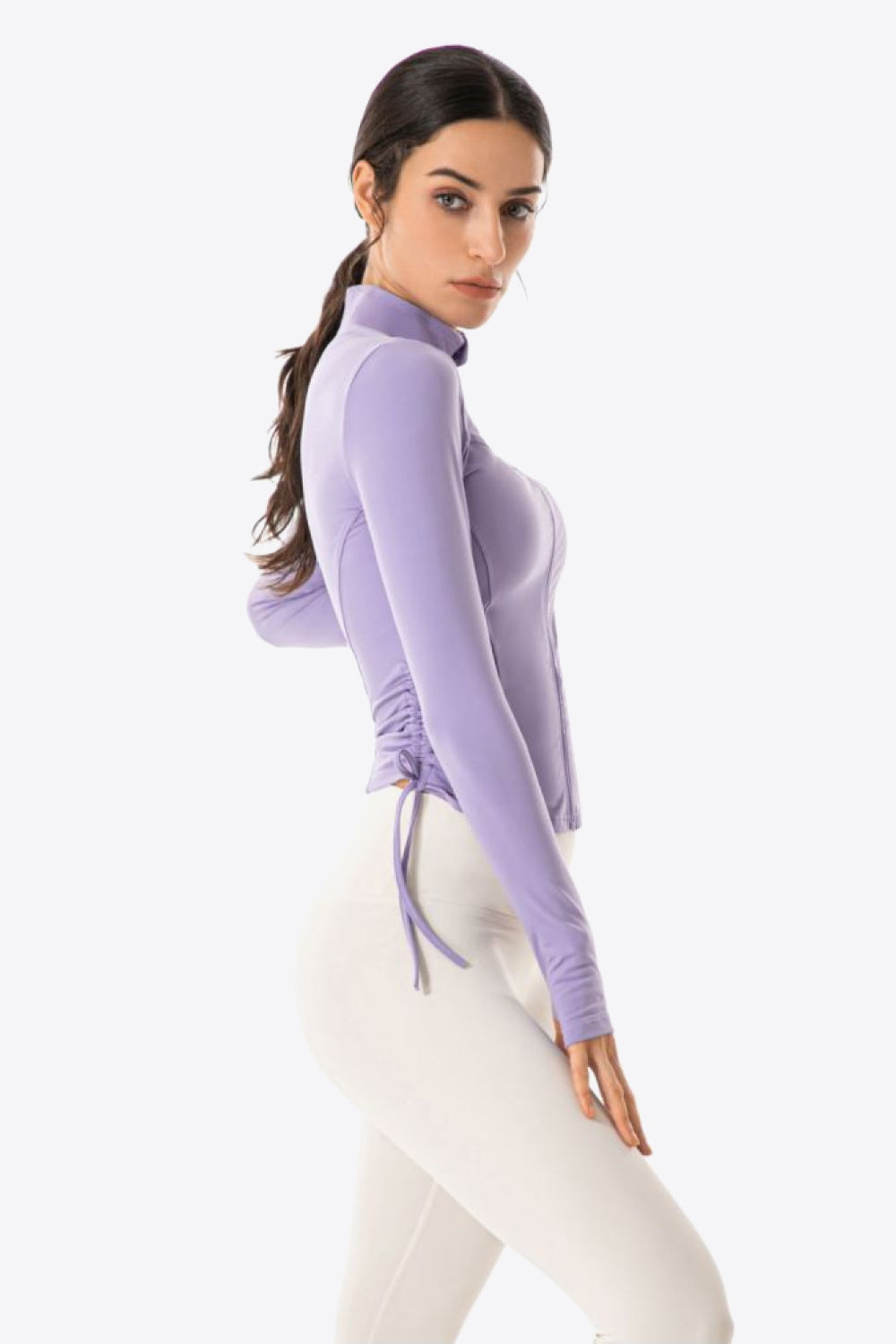 Side Drawstring Zip-Up Sports Jacket Shapelust