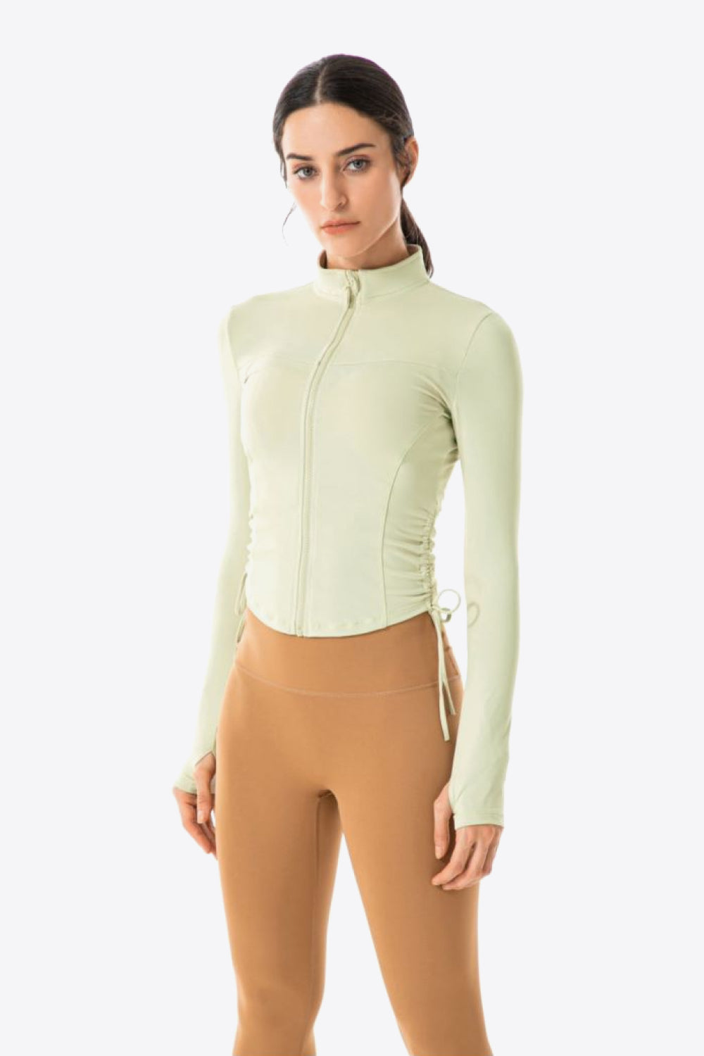 Side Drawstring Zip-Up Sports Jacket Shapelust