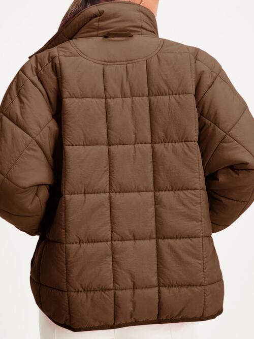 Zip Up Collared Neck Long Sleeve Jacket Shapelust