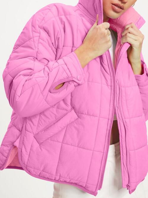 Zip Up Collared Neck Long Sleeve Jacket Shapelust