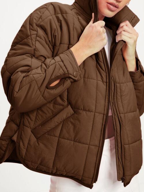Zip Up Collared Neck Long Sleeve Jacket Shapelust