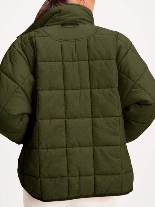 Zip Up Collared Neck Long Sleeve Jacket Shapelust