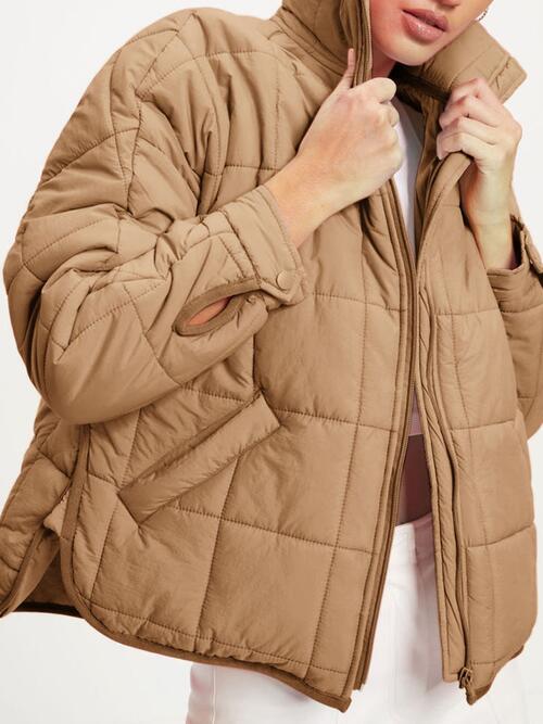 Zip Up Collared Neck Long Sleeve Jacket Shapelust
