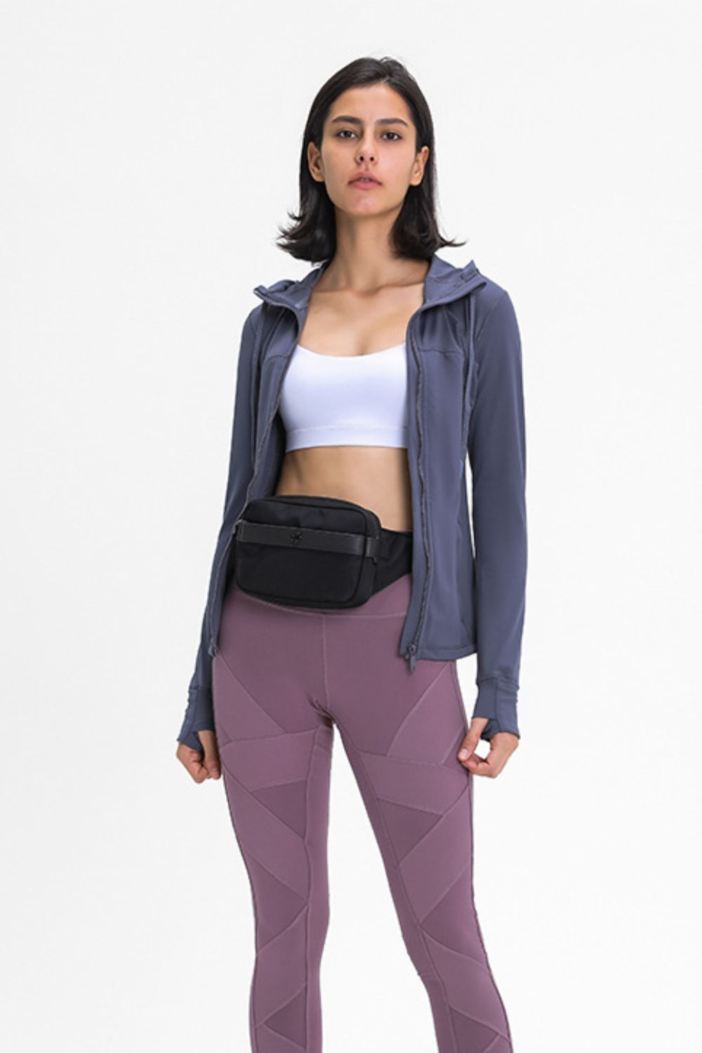 Zip Up Drawstring Detail Hooded Sports Jacket Shapelust