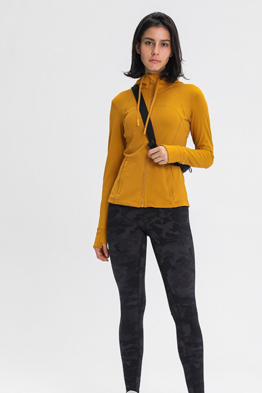 Zip Up Drawstring Detail Hooded Sports Jacket Shapelust