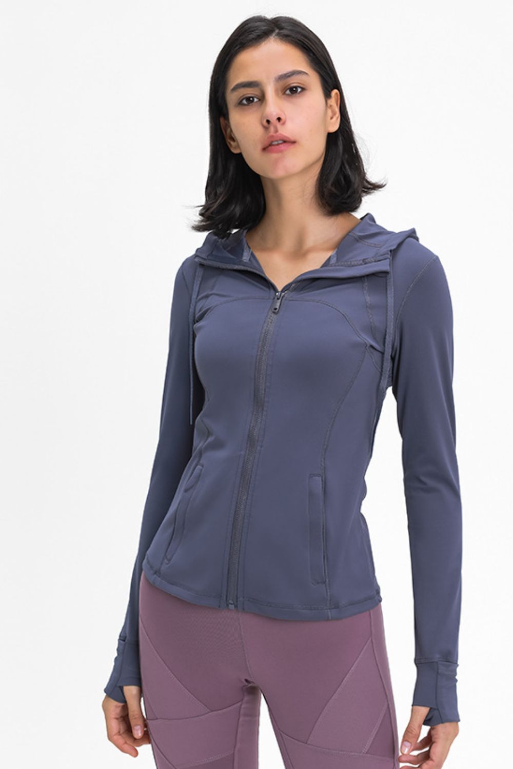 Zip Up Drawstring Detail Hooded Sports Jacket Shapelust